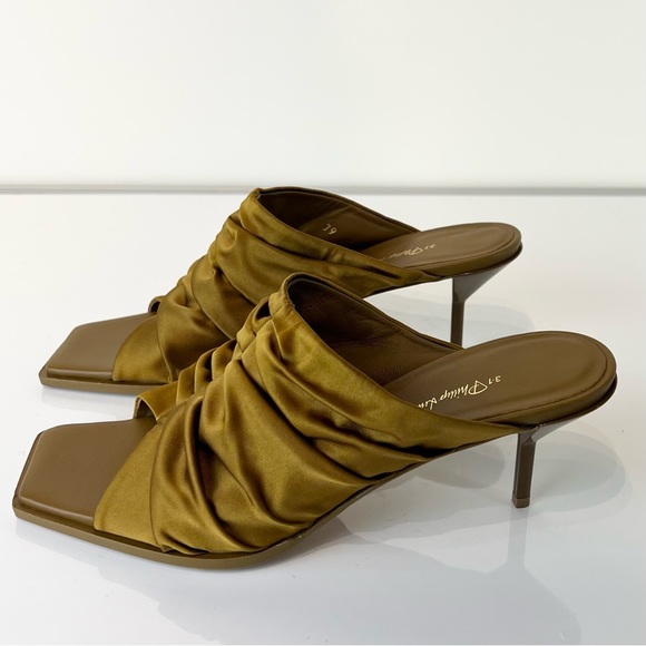 NEW 3.1 PHILLIP LIM OLIVE GREEN SATIN MULES - Picture 8 of 14